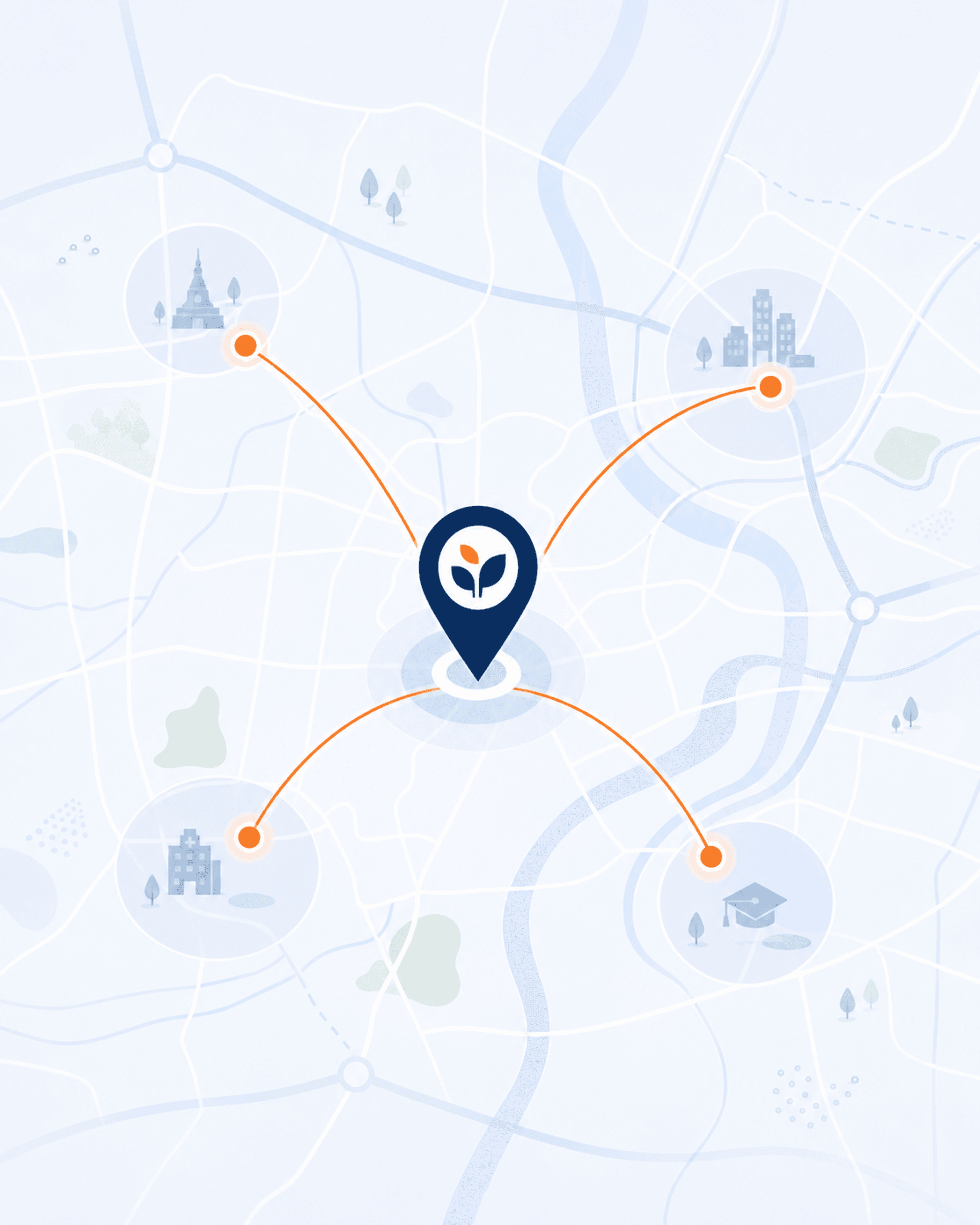 แผนที่แสดงทำเลที่ตั้ง Seed Property นครปฐม และสถานที่สำคัญในโซนใกล้เคียง